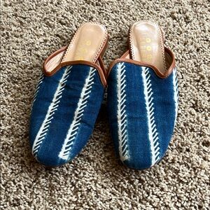 Blue and White Women's Slip-On Shoes